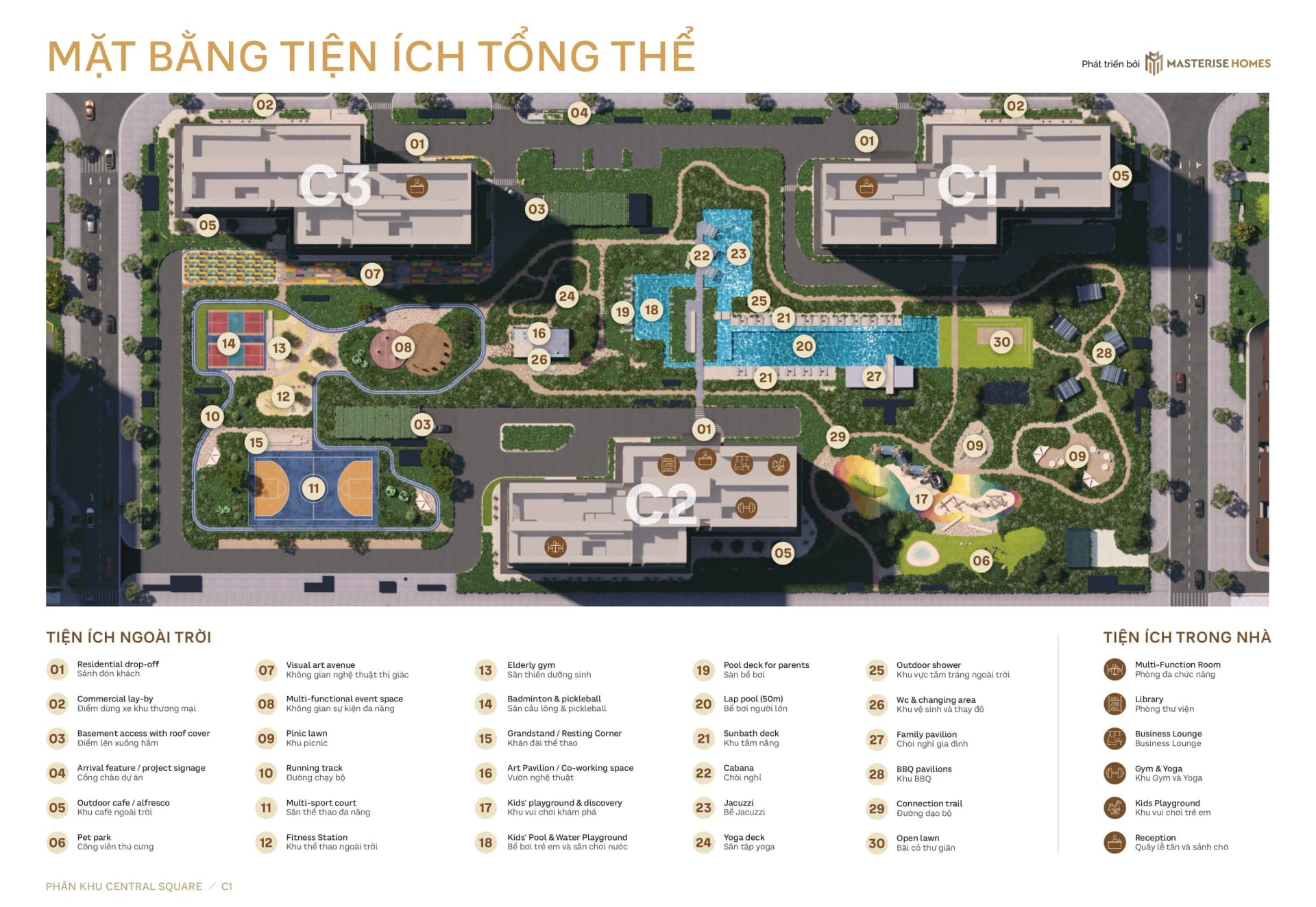 Mặt bằng tiện ích - Tổng thể tiện ích
