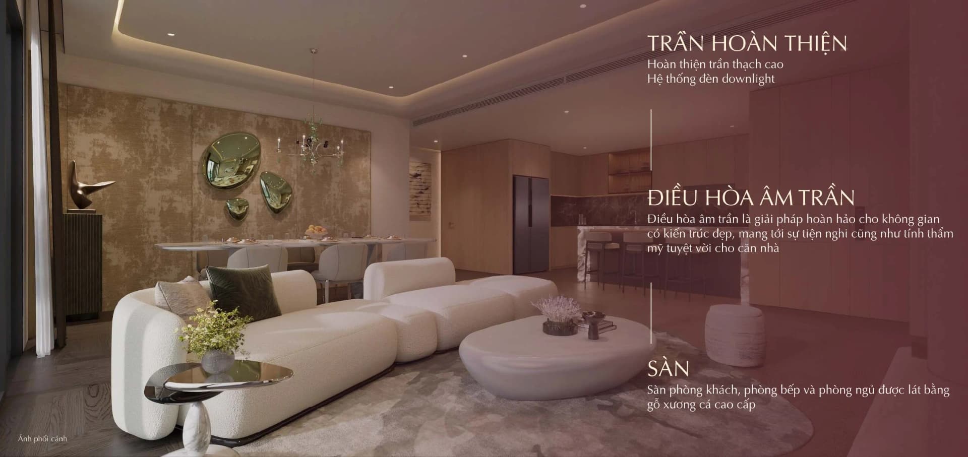 Trần hoàn thiện – Điều hòa âm trần – Sàn gỗ cao cấp